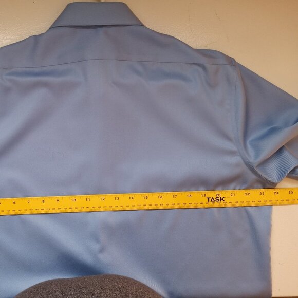 Calvin Klein Men's Size 16.5 Blue Slim Fit Non Iron Button Front Dress Shirt - Picture 7 of 7